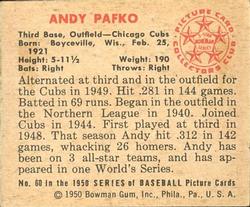 1950 Bowman #60 Andy Pafko Back