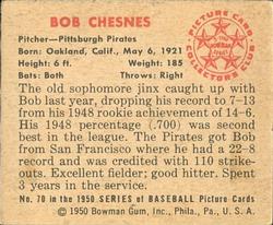 1950 Bowman #70 Bob Chesnes Back