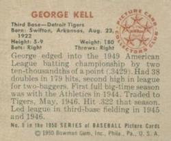 1950 Bowman #8 George Kell Back