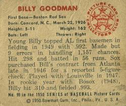 1950 Bowman #99 Billy Goodman Back