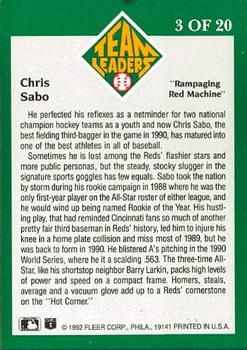 1992 Fleer - Team Leaders #3 Chris Sabo Back