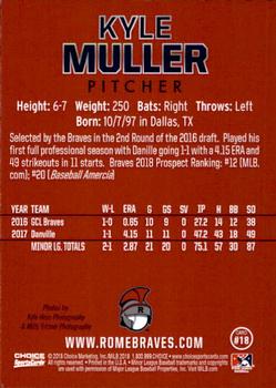 2018 Choice Rome Braves #18 Kyle Muller Back