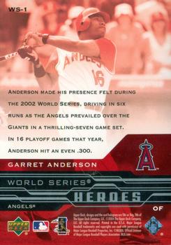 2005 Upper Deck - World Series Heroes #WS-1 Garret Anderson Back