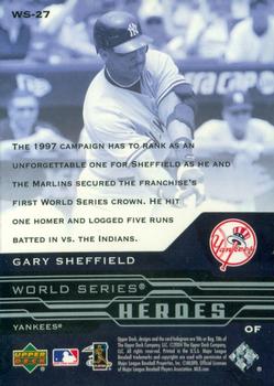 2005 Upper Deck - World Series Heroes #WS-27 Gary Sheffield Back