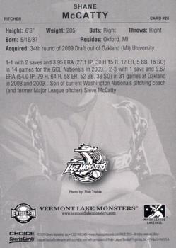 2010 Choice Vermont Lake Monsters #20 Shane McCatty Back