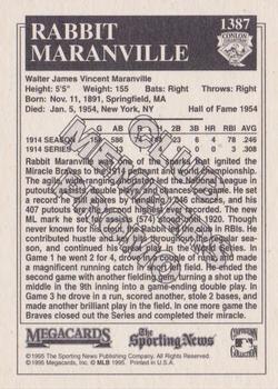 1994 Conlon Collection TSN - Promos #1387 Rabbit Maranville Back