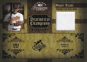 2005 Donruss Timeless Treasures - Statistical Champions Materials Year #SC-10 Miguel Tejada Front