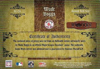 2005 Donruss Timeless Treasures - Statistical Champions Materials Year #SC-26 Wade Boggs Back