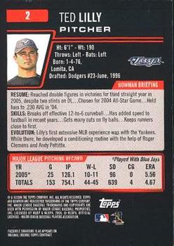 2006 Bowman #2 Ted Lilly Back