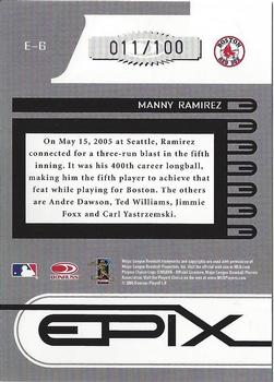 2005 Donruss Zenith - Epix Play Black #E-6 Manny Ramirez Back