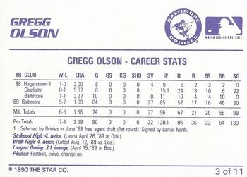1990 Star Jerome Walton / Gregg Olson #3 Gregg Olson Back