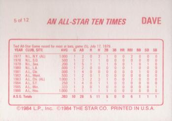 1988 Star Dave Winfield - Glossy #5 Dave Winfield Back
