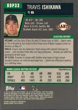 2006 Bowman Draft Picks & Prospects - Chrome #BDP33 Travis Ishikawa Back