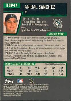 2006 Bowman Draft Picks & Prospects - Chrome #BDP44 Anibal Sanchez Back