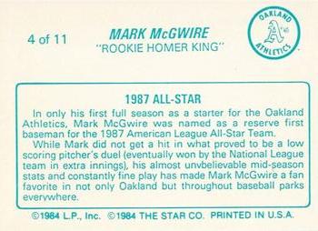 1988 Star Mark McGwire (Aqua) - Glossy #4 Mark McGwire Back