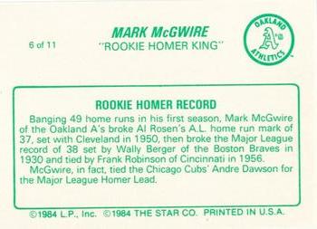 1988 Star Mark McGwire (Green) - Glossy #6 Mark McGwire Back