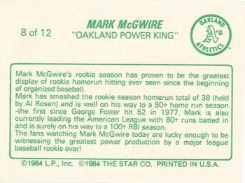 1988 Star Mark McGwire (Yellow) - Glossy #8 Mark McGwire Back