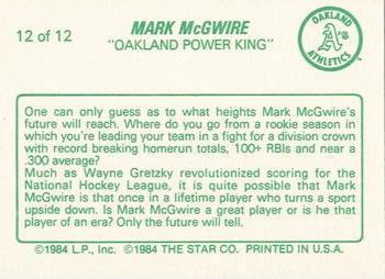 1988 Star Mark McGwire (Yellow) - Glossy #12 Mark McGwire Back