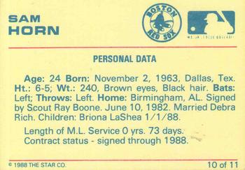 1989 Star Sam Horn #10 Sam Horn Back
