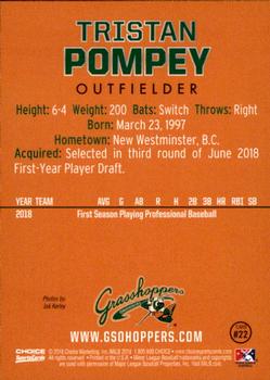 2018 Choice Greensboro Grasshoppers #22 Tristan Pompey Back