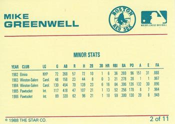 1989 Star Mike Greenwell Purple - Glossy #2 Mike Greenwell Back