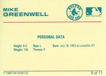1989 Star Mike Greenwell Purple - Glossy #9 Mike Greenwell Back