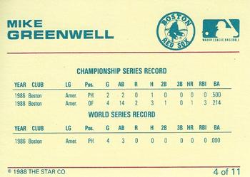 1989 Star Mike Greenwell Red - Glossy #4 Mike Greenwell Back