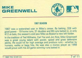 1989 Star Mike Greenwell Red - Glossy #7 Mike Greenwell Back