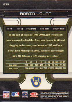 2005 Donruss Zenith - Museum Collection #239 Robin Yount Back