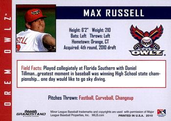 2010 Grandstand Orem Owlz #NNO Max Russell Back