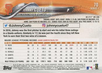 2018 Topps - Limited #70 Johnny Cueto Back
