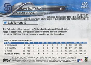 2018 Topps - Limited #403 Luis Torrens Back