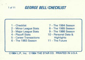 1988 Star George Bell #1 George Bell Back
