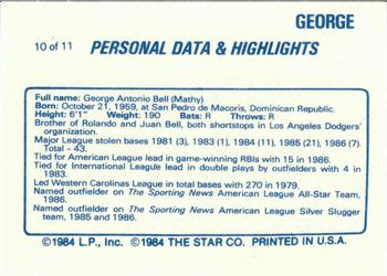1988 Star George Bell #10 George Bell Back