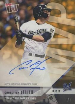 2018 Topps Now - Award Winners Autographs / Memorabilia #AW-7F Christian Yelich Front