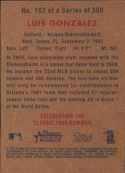 2006 Bowman Heritage #182 Luis Gonzalez Back