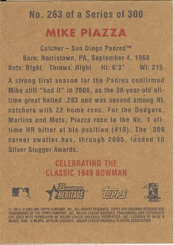 2006 Bowman Heritage #263 Mike Piazza Back