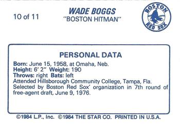 1988 Star Wade Boggs - Glossy #10 Wade Boggs Back