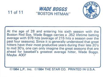 1988 Star Wade Boggs - Glossy #11 Wade Boggs Back