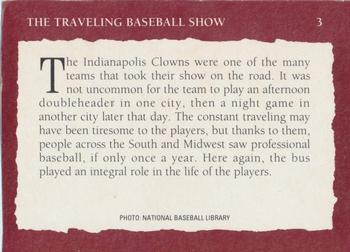 1992 Tuff Stuff Remembering the Negro Leagues #3 The Traveling Baseball Show Back