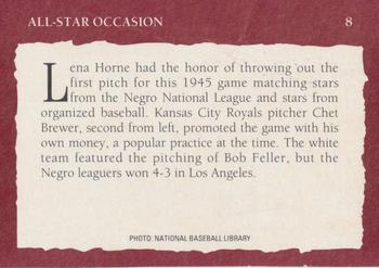 1992 Tuff Stuff Remembering the Negro Leagues #8 All-Star Occasion Back