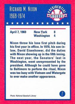 1992 Tuff Stuff Presidential Pitches #7 Richard M. Nixon Back