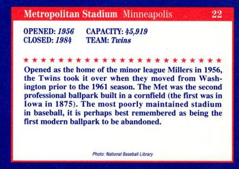 1992 Tuff Stuff Classic Baseball Stadiums #22 Metropolitan Stadium Back