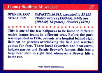 1992 Tuff Stuff Classic Baseball Stadiums #27 County Stadium Back