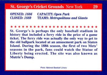 1992 Tuff Stuff Classic Baseball Stadiums #29 St. George's Cricket Grounds Back