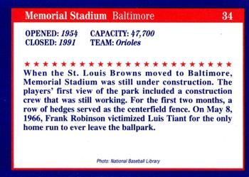 1992 Tuff Stuff Classic Baseball Stadiums #34 Memorial Stadium Back