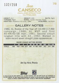 2018 Topps Gallery - Private Issue #78 Jose Canseco Back