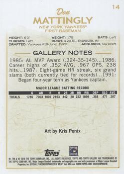 2018 Topps Gallery - Wood #14 Don Mattingly Back