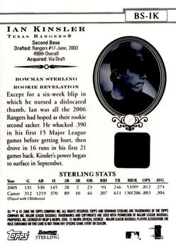 2006 Bowman Sterling #BS-IK Ian Kinsler Back