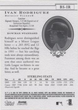 2006 Bowman Sterling #BS-IR Ivan Rodriguez Back